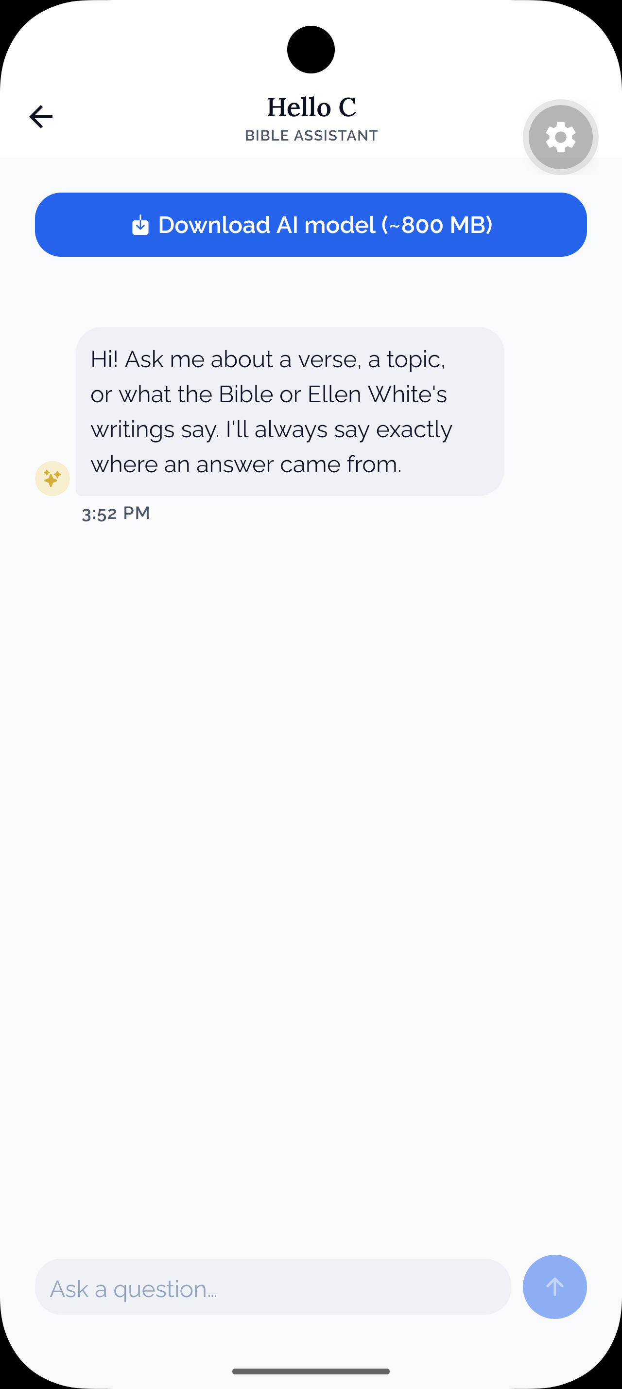 Hello C, the offline AI Bible assistant